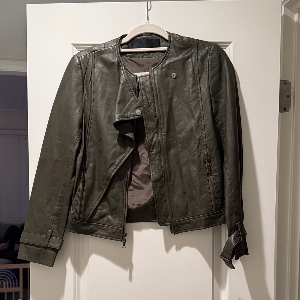 Jenni Kayne Women's Olive Leather Jacket